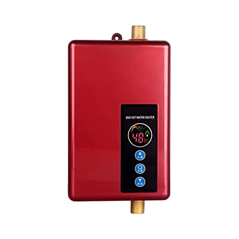 Tankless Electric Water Heater,CEIEVER 220V 3000W Kitchen Mini Instant Electric Water Heater with Backlit LED Display Tankless Shower Hot Water for Basins Sinks Over/Under Sink Installation Cover