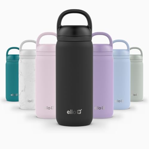 Image of Ello Cooper Twist 18oz Kids Stainless Steel Water Bottle with Chug Lid | Leak Proof Double Walled and Vacuum Insulated | Fits Car Cupholder | Built in Carry Loop | Dishwasher Safe | Black