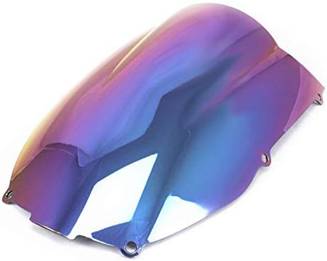Motorcycle Double Bubble Windshield Windscreen for Kawasaki NINJA ZX6R ZX 6R 636 2000-2002 (Dark Iridium)