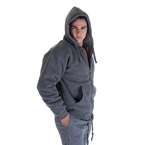 Gary Com Heavyweight Sherpa Hoodies for Men, Thick Fleece Lined Full Zip Up Winter Warm Sweatshirts Work Jackets