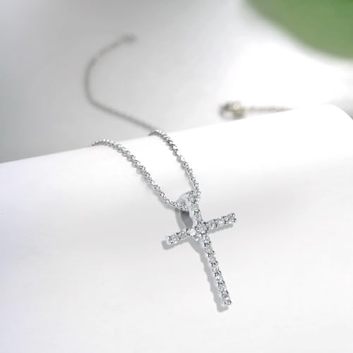 Santuzza 10K Solid Gold Gemstone Genuine Diamond Dainty Cross Pendant Without Chain for Women3