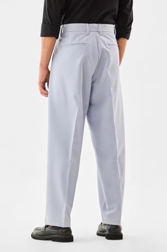 Image of SNITCH Men Casual Wear Chinos | Baggy Fit Wide-Leg Solid Trousers | Stretchable Cotton Blend Pants for Summer Outings