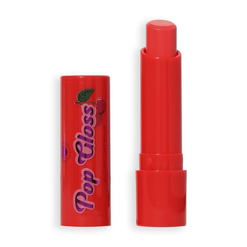 I Heart Revolution Pop Gloss Balm, Feuchtigkeitsspendender Lip Balm mit Glänzendem Finish & Farbiger Note, Vegan & Tierversuchsfrei, Kirsche Rot