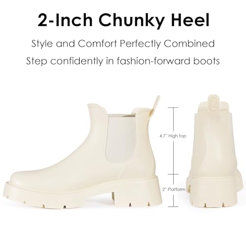 image for Asgard Women's Platform Ankle Rain Boots Waterproof Chelsea Boots Shor