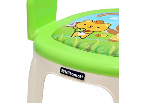 Image of Nilkamal Strong and Durable Plastic Chair with Cushion Base for Kids (Pups Green), 1-2 Years