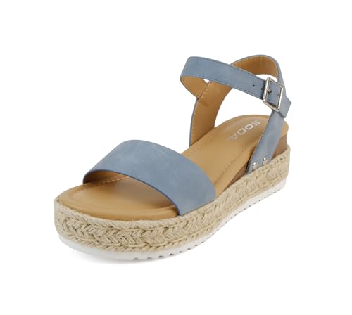 Image of Soda CLIP ~ Women Open Toe Ankle Strap Platform Espadrille Sandal
