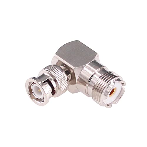 Adaptador coaxial BNC macho a UHF hembra ángulo derecho x2 miniatura 7