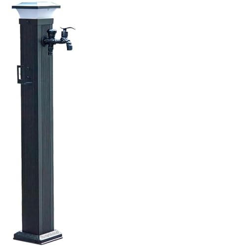 Fontaine de jardin à énergie solaire avec robinet d'extérieur en alliage d'aluminium résistant au gel et pistolet pulvérisateur – Idéal pour l'irrigation de l'arrière-cour et le lavage de la colonne