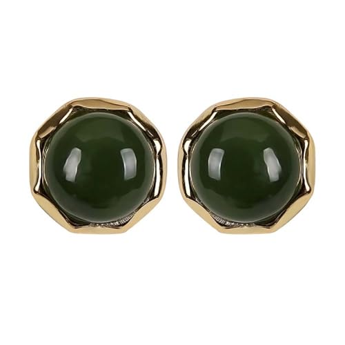 Boucles d'oreilles en jade vert cadeau de bonne chance en argent
