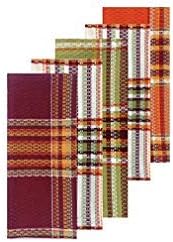 Celebrate - Juego de 5 toallas de cocina 157 x 260in diseño de cuadros otoñales