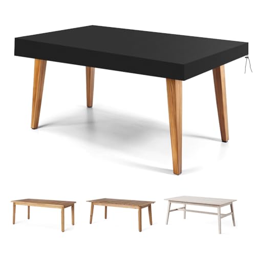OFFCUP Funda de Mesa Exterior Impermeable, Durabilidad Tela Oxford 210D Funda Protectora Muebles Jardin, Anti-UV Resistente al Viento Cubierta para Mesa de Patio (150x90x15cm)