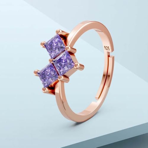 Image of Miss Highness 925 Silver Princess Cut Ring for Women | Stylish Adjustable Design | Trendy Silver Jewellery | With Authenticity Certificate | Gift for Girlfriend Wife | Office Wear Ring