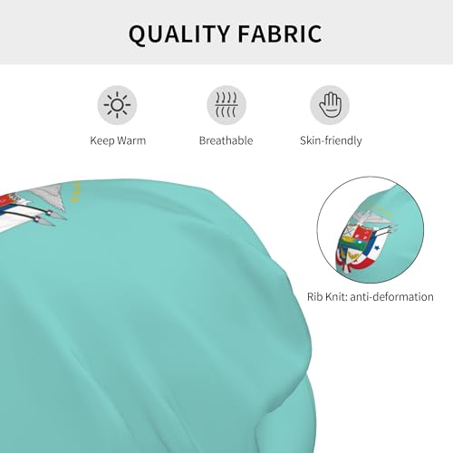 National Emblem of Panama Children Hip Hop Knitted Hat Kids Elastic Leisure Knit Cap Warm Sleep Beanies Black3