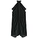 KKmeter Women Vintage Embroidered Wedding Long Chiffon Cape Stand Collar Off Shoulder Bridal Veil Cloak Halter Capelets (Onesize, Black)