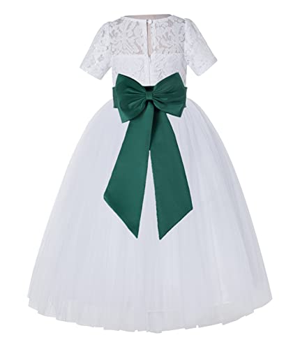 White Floral Lace Vintage Flower Girl Dress Junior Bridesmaid Dresses LG2T