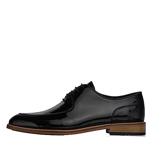 DALGALA Men's Black Patent Leather Handmade Oxford Shoes Lace up Shoes Mens Derby Shoes Formal Dress Shoes4