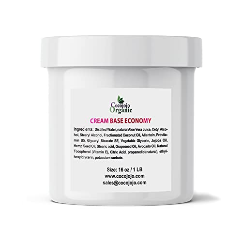 cocojojo CREAM BASE ECONOMY - RICH BASE CREAM FOR COSMETICS, MADE WITH VITAMINS AND COSMETIC OILS, MOSTLY VEGAN, GENTLE AND HYDRATING - 1 LB