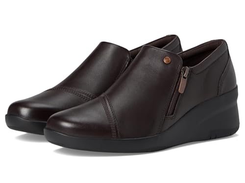 Image of Clarks Womens Suttyn Zip | Leather, Cushioning, Zipper, Casual, Zipper