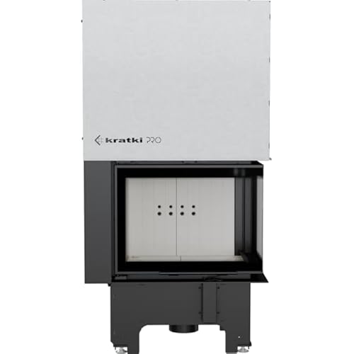 KRATKI VN Holzkamin mit Lufteinlass Einsatz BImSchV 2-konform 9 kW Thermischer Wirkungsgrad 81% Guillotine-Tür Stahl mit Thermotec rechtsseitig 140 x 73 cm