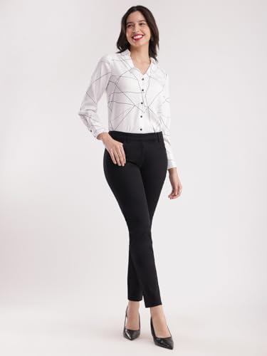 Image of FableStreet Women Shirt | V-Neck Long Sleeve Floral Printed Design | Cotton Jersey Fabric with Button Closure | Perfect for Business Casual