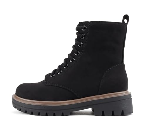 Image of Soda FIRM - Lug Sole Combat Ankle Bootie Lace up w /Side Zipper