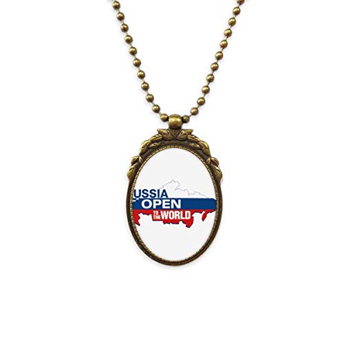 Collier vintage en laiton drapeau russe bijoux retro resistant