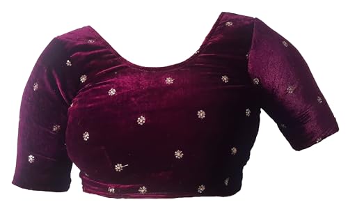 Image of Velvet Readymade Blouse for Women, Elegant, Comfortable, Stylish, Saree Choli Top, Traditional, Size S, M, L, XL, XXL