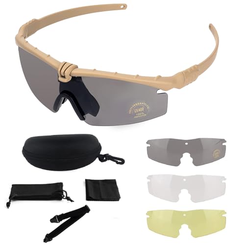 FOCUHUNTER Lunettes – Lunettes de tir Coupe-Vent et résistantes aux Rayures pour Hommes, réglables, Lunettes pour Cyclisme (Noir)