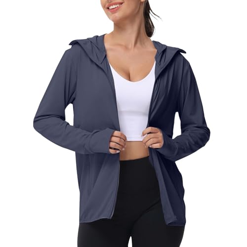 Sudadera con capucha azul marino XL con cremallera completa para senderismo