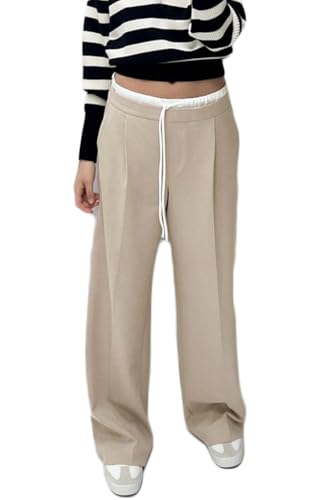 Wide Leg High Waisted Dress Pants Women’s Elastic Waist Business Casual Trousers Work Pants with Pockets