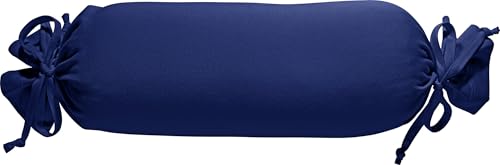 Erwin Müller Nackenrollenbezug Memmingen Interlock-Jersey dunkelblau Größe 40x15 cm Ø - formstabil, faltenfrei, anschmiegsam, mit Bindeband