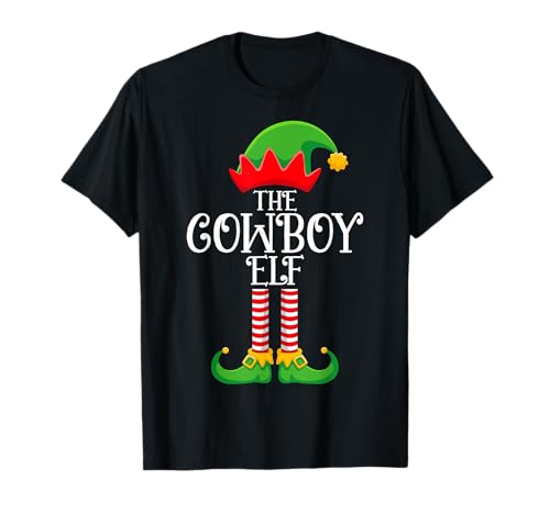 Cowboy Elf Christmas Family Matching Funny Love Elf Xmas T-Shirt