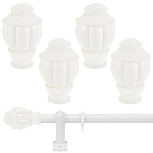 AHANDMAKER 4 Pcs Curtain Rod Caps Finials, Plastic Curtain Rod End Cap, Vintage Window Curtain Rod End Plug