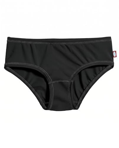 City Threads Girls Swim Bikini Bottom - UPF 50+ Sun Protection, Soft, Comfortable, Durable, Made in USA - Black with Matching Stitch, 14