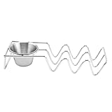 ULTECHNOVO Soporte para Tacos de Acero Inoxidable con Vaso para Salsa Soporte Metálico Compacto para Tortillas y Burritos Accesorio para Tacos Mexicanos Resistente y Apilable para Cocina y