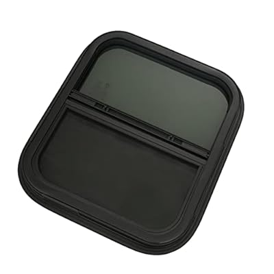 Vertical Sliding RV Window, 14"W x 16"H Black RV Camper Trailer Window Replacement with Trim for Teardrop, Cargo, Horse Trailer