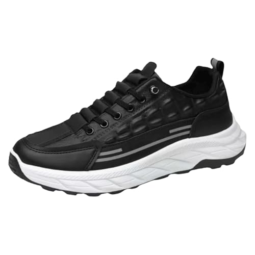 Zapatillas de deporte para hombre, zapatos de lona gruesos, ligeros, transpirables, antideslizantes, para hombre, modernos, informales, planas, suela suave, zapatos para exteriores, Negro , 42 EU