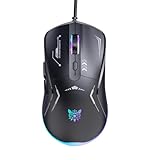 Wired Gaming Mouse, RGB Gaming Mouse,PC Gaming Mice with Rainbow Optical Effect 7 Buttons for PC/Laptop/Windows/Mac, Black, CW917