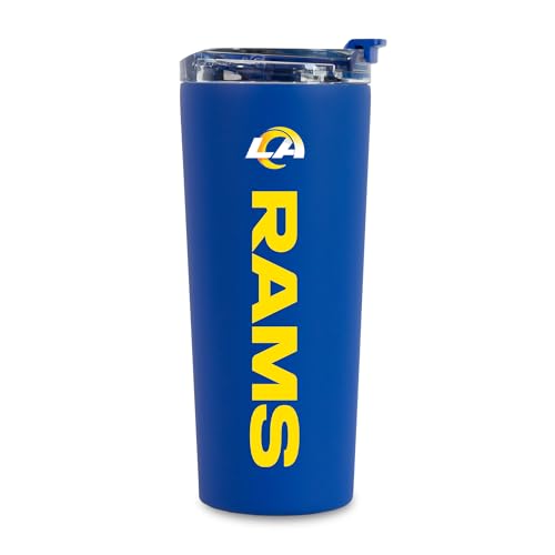 Rico Industries NFL Football Los Angeles Rams Royal Blue 24oz Stainless Steel Tumbler with Lid and Dual Functioning Lid