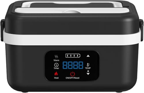 ZOESURE Cordless Electric Lunch Box, Rechargeable Self-Heating Lunch Box for Adults, 1L Portable Heated Lunchbox Food Warmer w/Timer