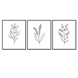 Minimal Line Botanical Prints, Flower Line Art Prints, Set of 3, Gallery Wall art, Botanical Prints, Wild Flowers Art, Floral Line Art, Minimal Floral Decor, 11x14inch Unframed