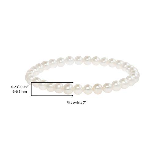 Freshwater Cultured Pearls White, Pink, Peach or Gray 7'' Classic Stretch Strand Pearls Bracelet Jewelry for Women (Choice of Size and Colors)3