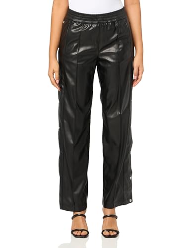 HUGO Women's Snap Button Leather Wide Leg Pants