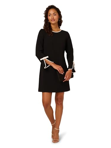 Adrianna Papell Women's Long Sleeve Crepe Short Dress4