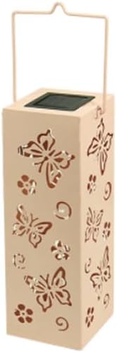 Solar Butterfly Portable Lantern, Waterproof Lawn Solar Waterproof Light, Garden Patio Hollow Leaf Iron Lantern Decorative Light (Pink)