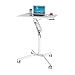 Produktbild hjh OFFICE 802114 Stehpult höhenverstellbar Stand VM-SU I Weiß Laptop Stehtisch mit Rollen & Gasfeder, Höhe bis 105 cm