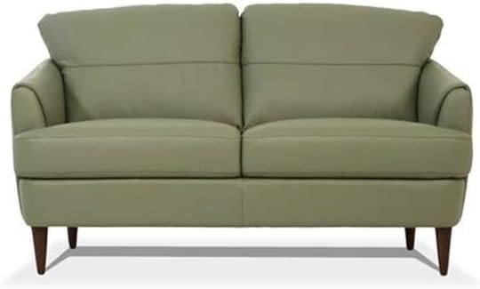 Acme Tacoma Leather Loveseat in Moss Green