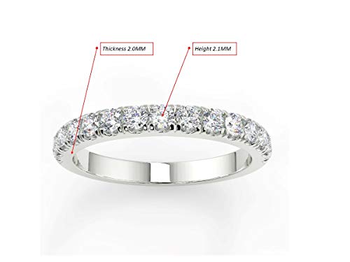 Natural 14k White Gold Diamond Ring for Women Wedding Anniversary Stackable Thin Band 1/2 cttw (Color H-I, Clarity Si2-I1) Luxury Collection. Natural Real Mined Diamonds.4