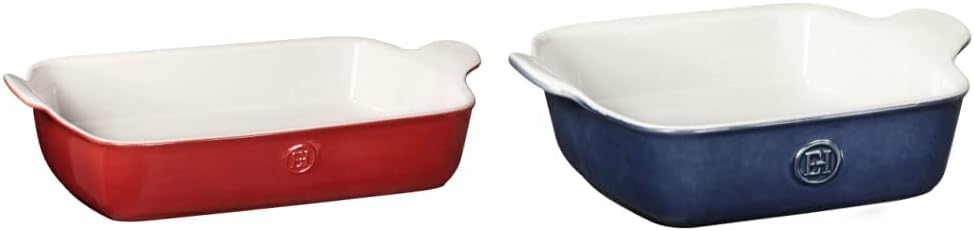 Emile Henry 13" x 9" Large Rectangular Baker - Modern Classics Collection | Rouge & Made In France HR Modern Classics Square Baking Dish 8 x 8/2 Qt, 9 x 9, Twilight Blue