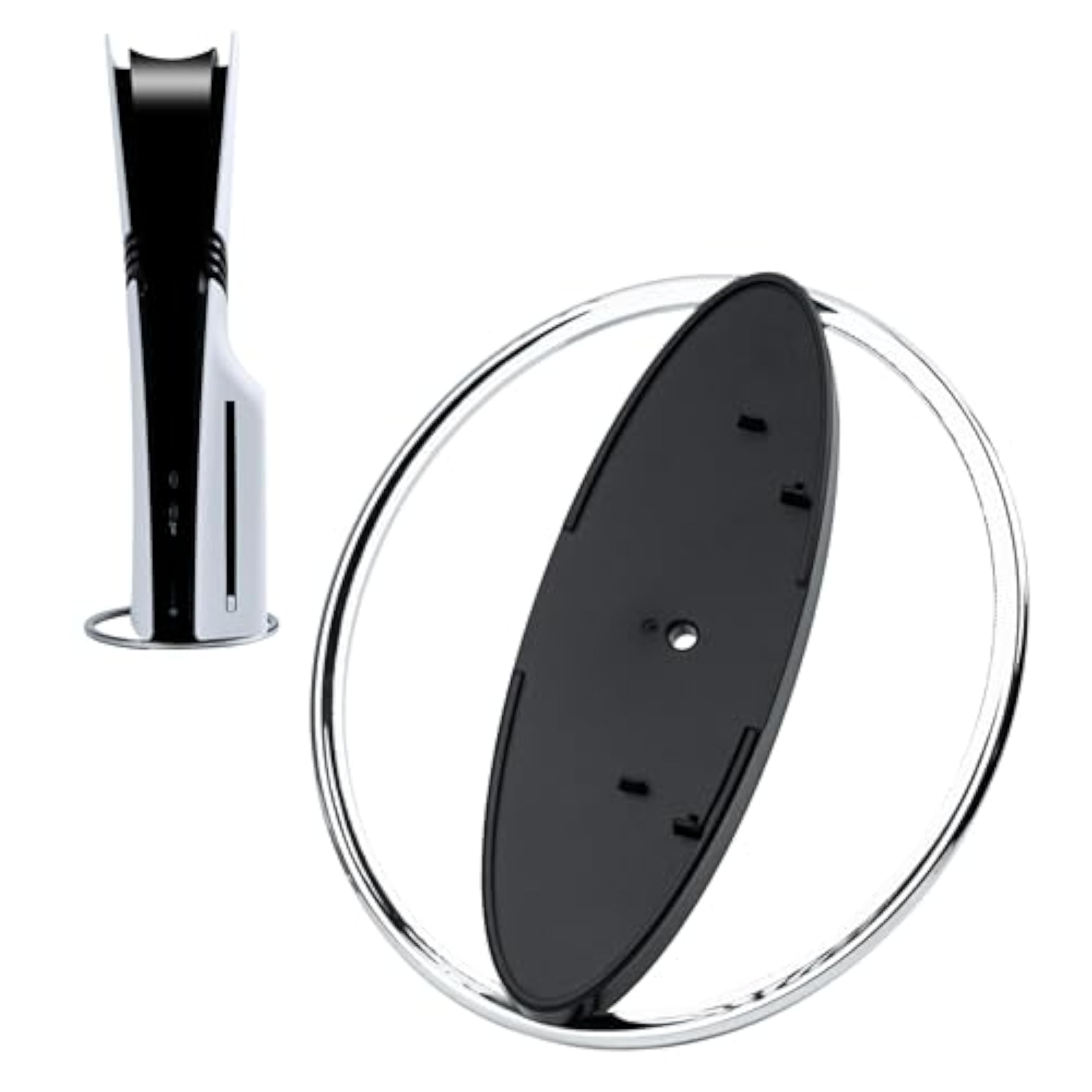 Tolesum Soporte vertical para consolas PS5/PS5 Pro/PS5 Slim, soporte de escritorio universal vertical de base redonda para todas las consolas P5 Disc y ediciones digitales - Plata